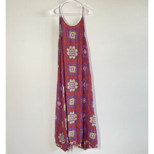 Natalie Martin Dress Women M Heather Geometric Floral Maxi Tank Resort Boho Slip